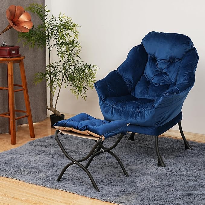 Lazy Chair with Folding Ottoman, Living Room Chairs, Accent Contemporary Lounge - Image 2