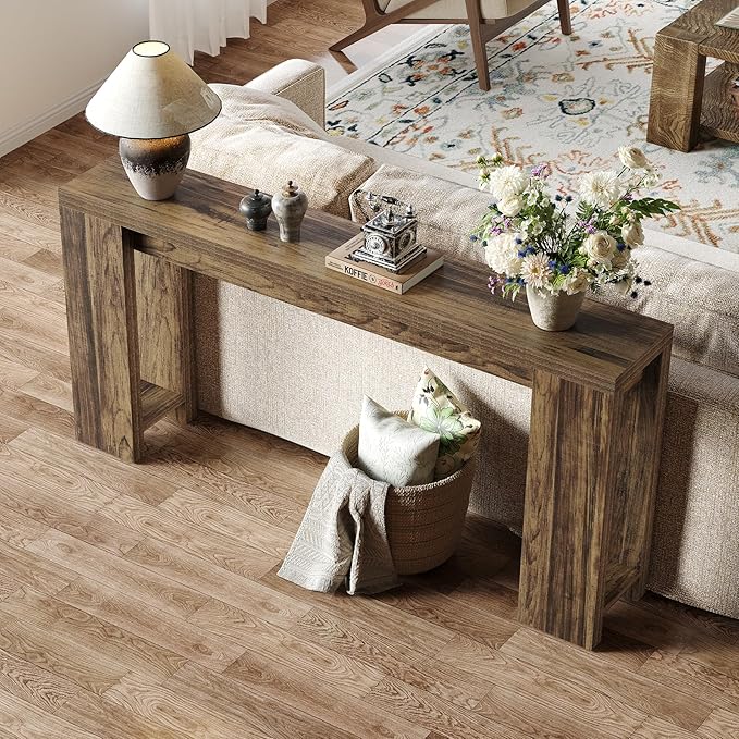 LITTLE TREE 70.9-Inch Long Entryway Table, Narrow Farmhouse Sofa Console Table - Image 4