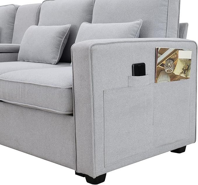 114.2" Linen Upholstered Sofa - Image 5