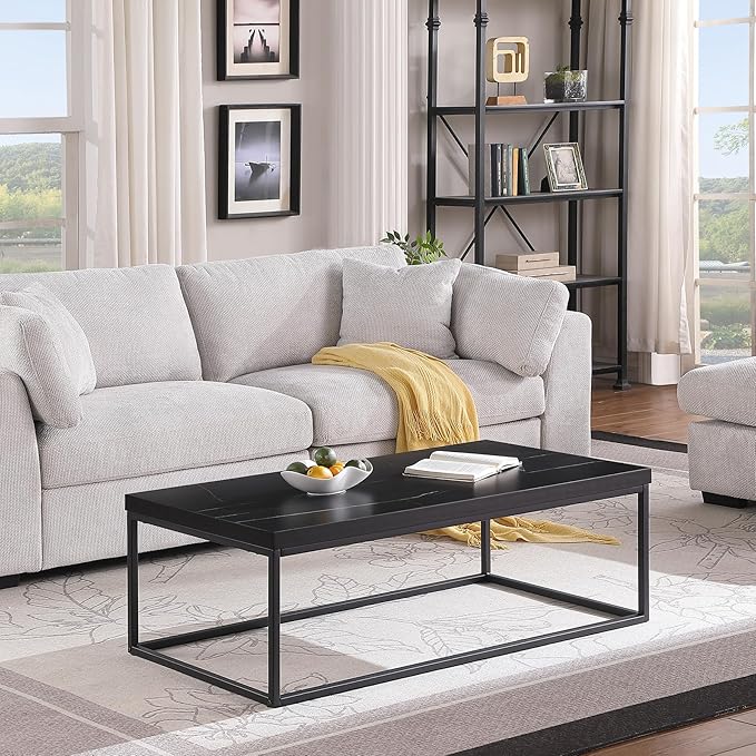 CENSI 47-Inch Black Marble Accent Coffee Table/Center Table - Image 4