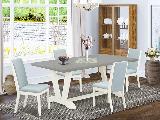 East West Furniture V097LA015-5 5 Piece Modern Dining Table Set Includes a - Image 2