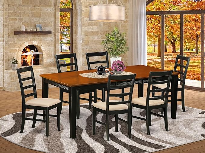 East West Furniture QUPF7-BCH-C 7 Piece Dining Table Set Consist of a Rectangle - Image 2