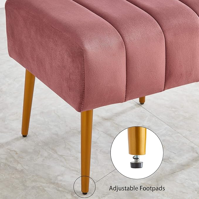 Ball & Cast Upholstered Velvet Ottoman, Footrest 18"W x 15.75"D x 17.5"H Rose - Image 6