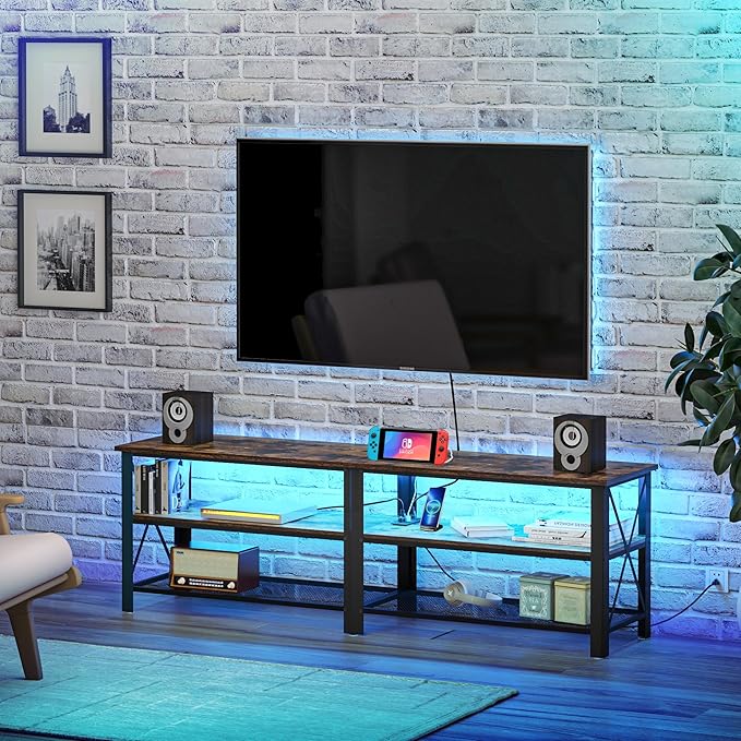 Clikuutory Modern Brown 63 inch Metal TV Stand - Image 8