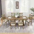 KEIKI Retro 7-Piece Wooden Dining Table Set by Unknown