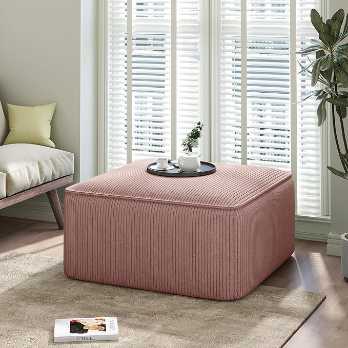 Christopher Knight Home Isa Square Ottoman Footstool, Corduroy Pouf Poufee by ChristopherKnightHome