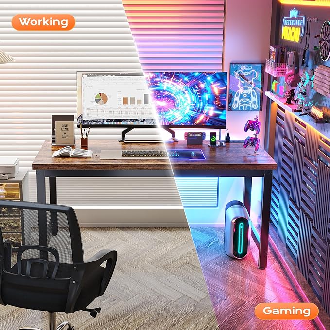 Huuger 55 x 24 inch Desk with Power Outlets & USB-C, Deeper & Thicker Desktop - Image 9