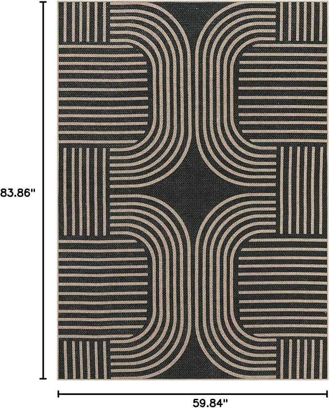 Lahome Modern Geometric Outdoor Easy Jute Rug, 5x7 Patio Living Room Rug Large - Image 2