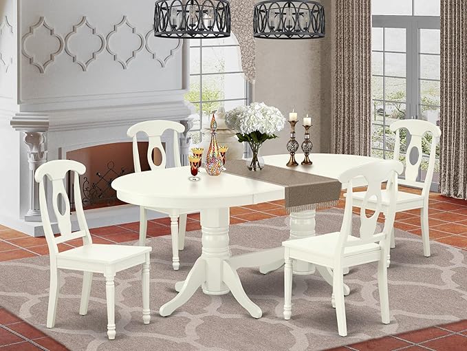 East West Furniture VAKE5-LWH-W 5 Piece Kitchen Table Set - Image 2