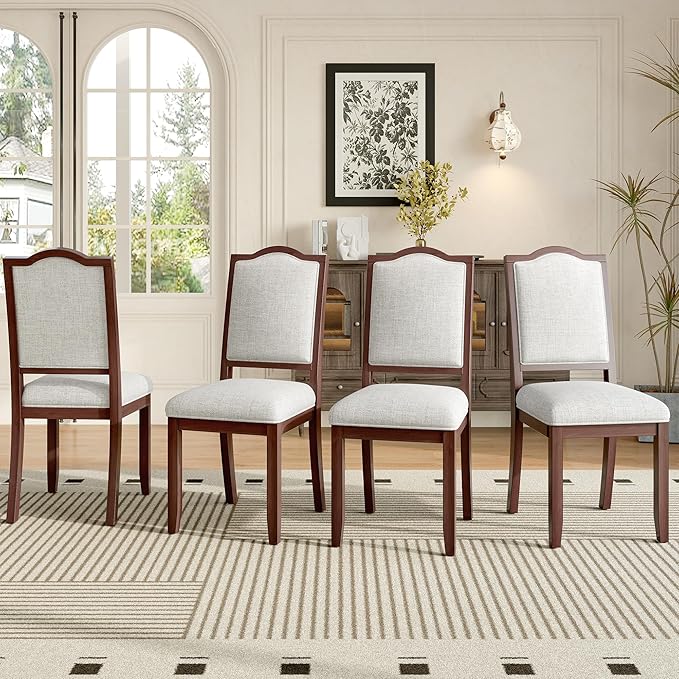 Merax Upholstered Dining Chairs Set of 4, Farmhouse Chair - Image 3