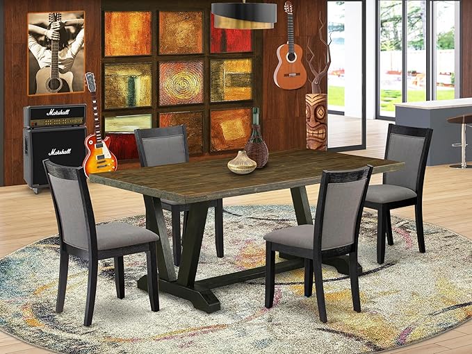 East West Furniture V677MZ650-5 5 Piece Kitchen Table Set Includes a Rectangle - Image 2