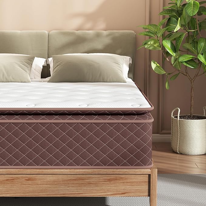 Queen Mattress, 12 Inch Pillow Top Queen Size Mattress – Plush Comfort by Swbvs