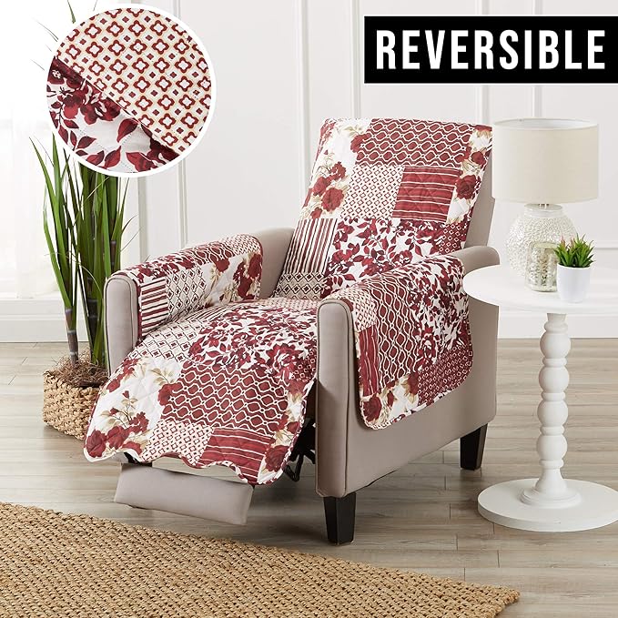 Great Bay Home Patchwork Scalloped Printed Furniture Protector Stain Resistant - Image 4