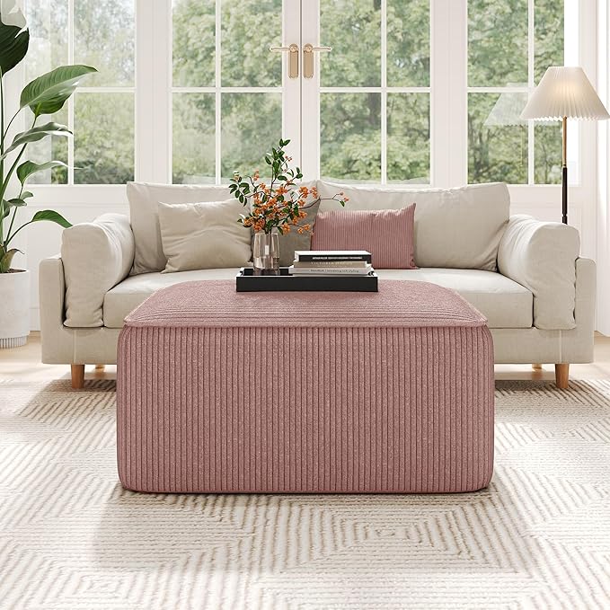 Christopher Knight Home Isa Square Ottoman Footstool, Corduroy Pouf Poufee - Image 3