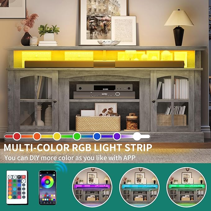 YITAHOME LED Farmhouse TV Stand - Image 4