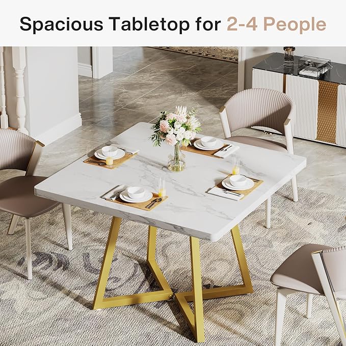 Tribesigns Square Dining Table for 2, 31.5" Modern Dinner Table - Image 8