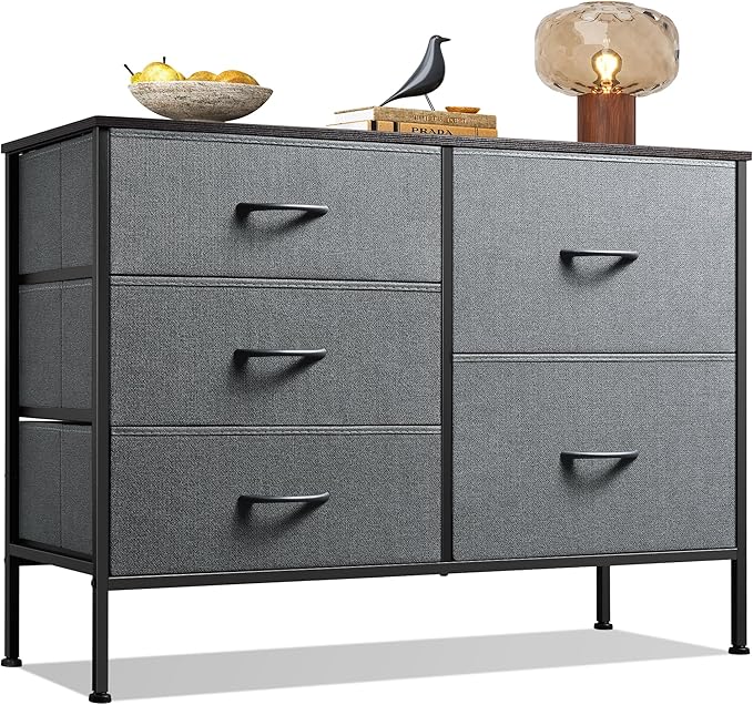 WLIVE Dresser for Bedroom with 5 Drawers, Wide Bedroom Dresser with Drawer by WLIVE