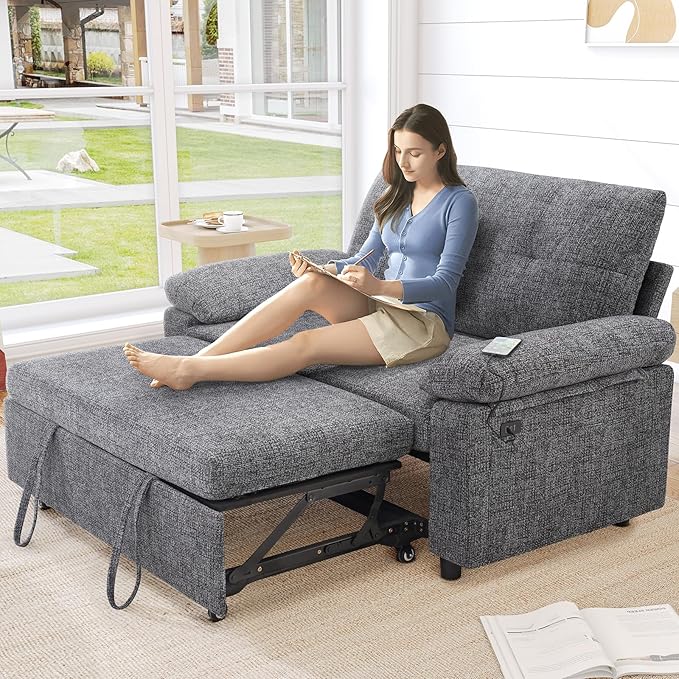 Vipbear 3-in-1 Chenile Convertible Sofa Bed, Pull Out Sleeper Sofa by VipbearLiving