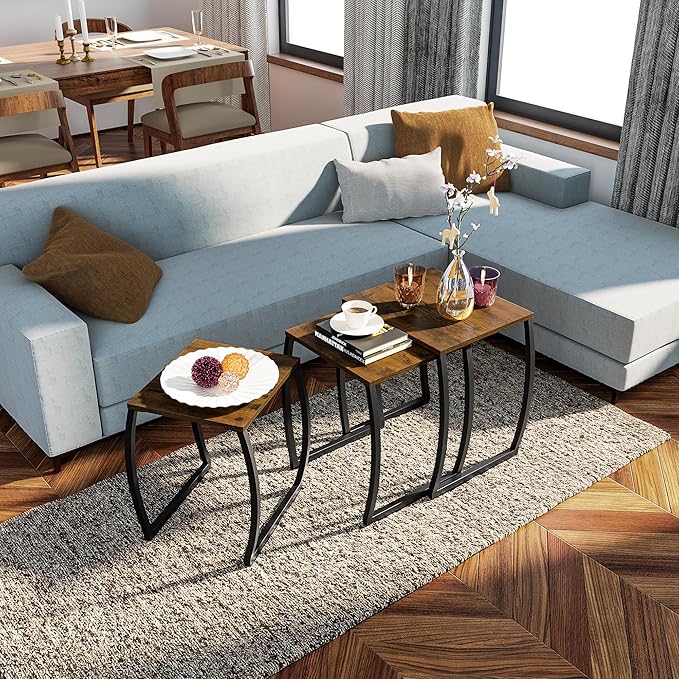 SRIWATANA Nesting Tables, Vintage Side End Tables Living Room, Coffee Snack - Image 2