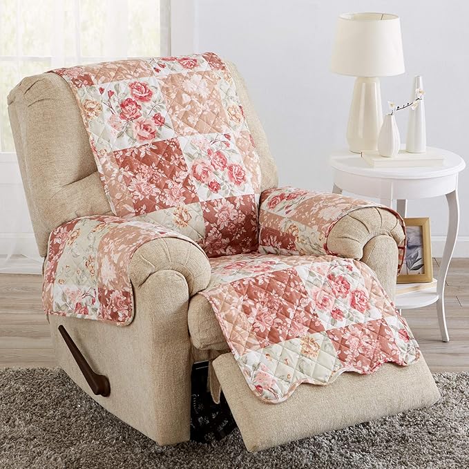 Great Bay Home Reversible Floral Patchwork Furniture Protector Scalloped Edge by GreatBayHome