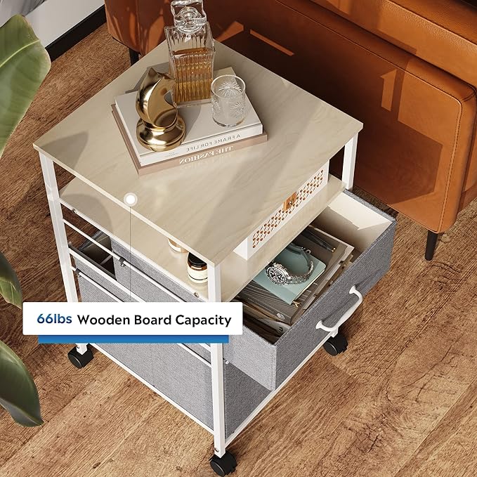 DEVAISE 2 Drawer Mobile File Cabinet, Rolling Printer Stand - Image 4