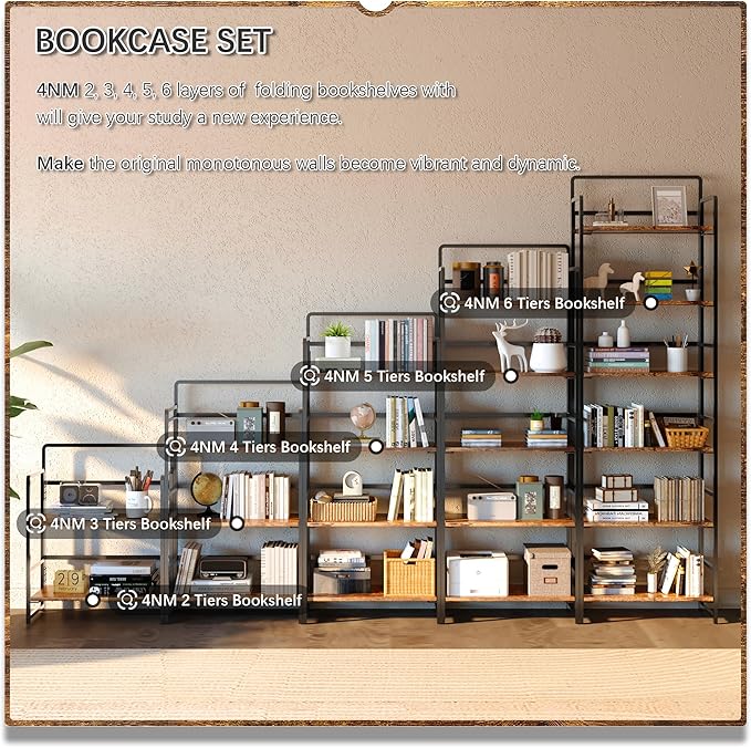 4NM 2 Tiers No-Assembly Folding Bookshelf - Image 8