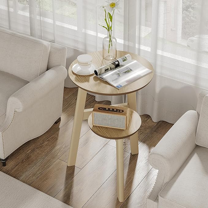 ChooChoo Round End Table for Small Spaces, Narrow Side Table, Accent Table - Image 4