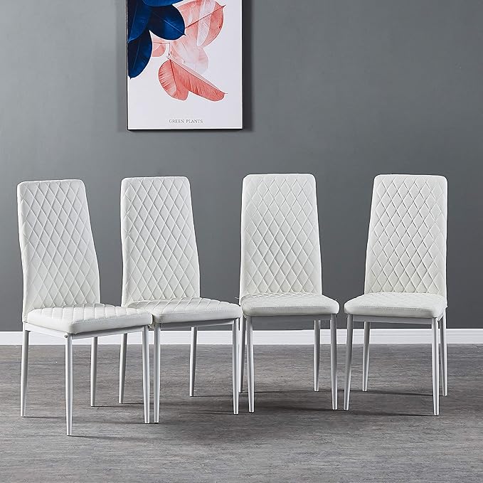 JT Modern Minimalist Dining Chair Fireproof Leather Sprayed Metal Pipe Diamond by JT