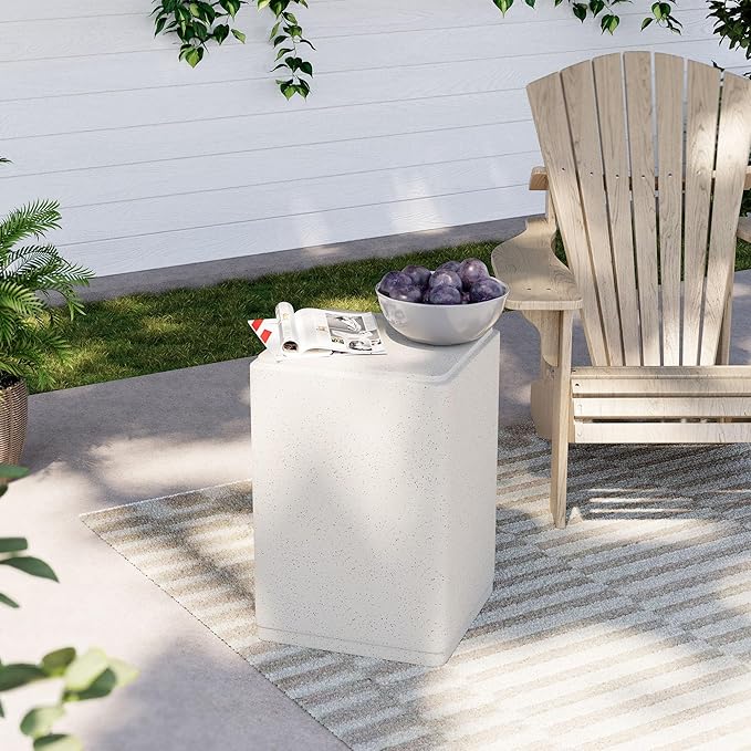 COSIEST 20" Outdoor Side Table, Weather-Resistant Square Concrete End Table by COSIEST