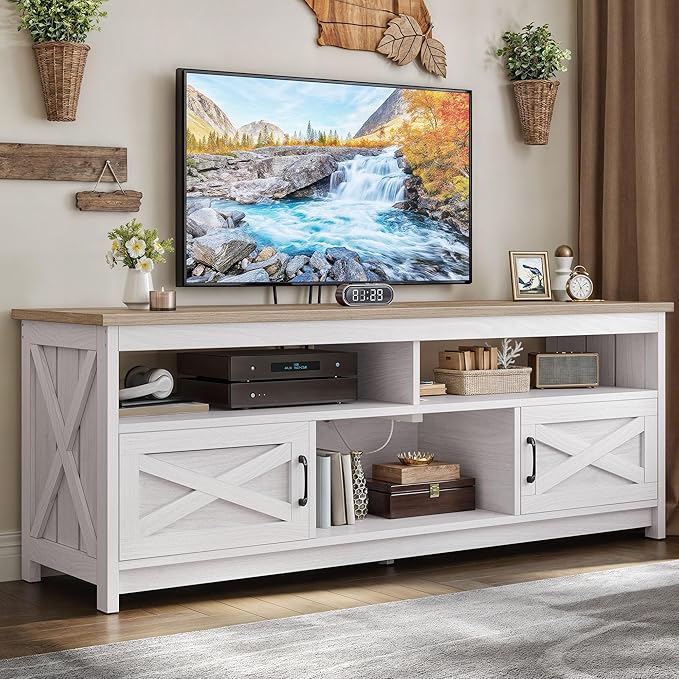 YITAHOME Farmhouse TV Stand for 65/75 Inch Television, Entertainment Center by YITAHOME