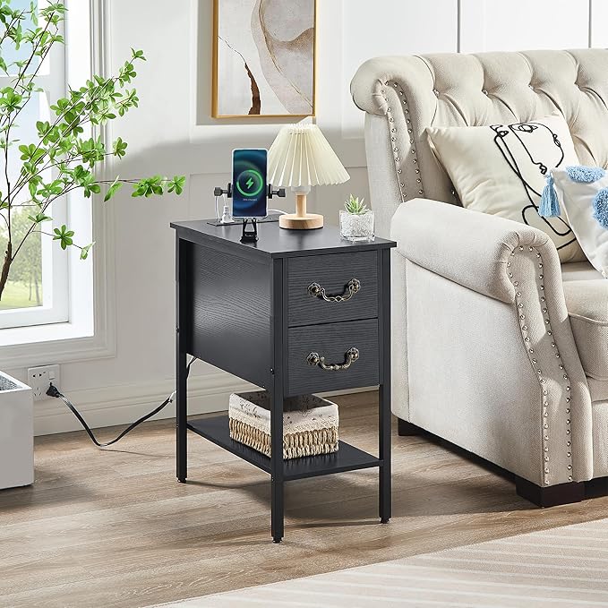 VECELO End Tables, Narrow Nightstands - Image 2