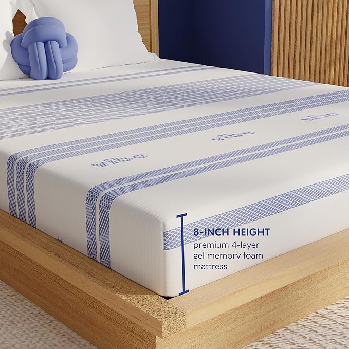Vibe Gel Memory Foam Mattress, Fiberglass Free 8-Inch CertiPUR-US Certified - Image 6