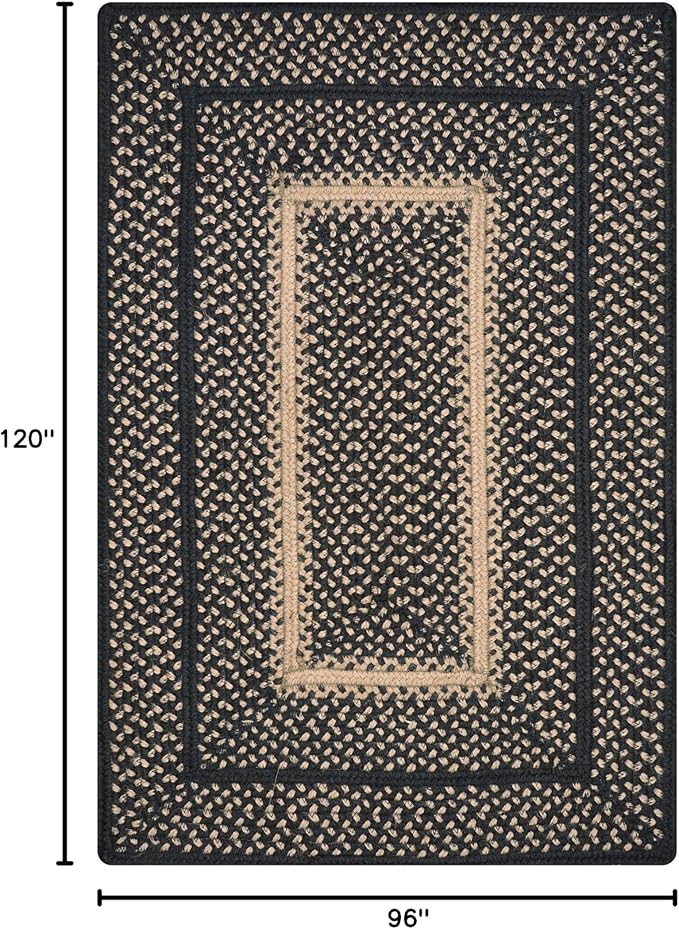 Homespice Manchester Black Braided Area Rugs, 8x10' Rectangle - Image 2