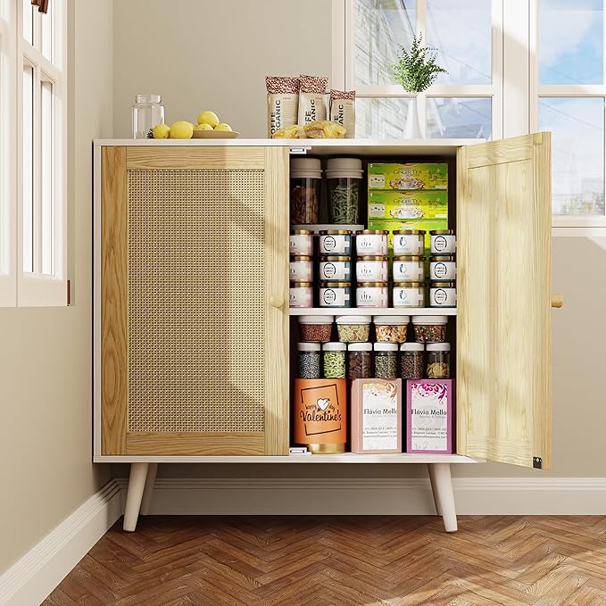 Rattan Storage Cabinet, Small Sideboard Buffets Storage Cabinet - Image 6