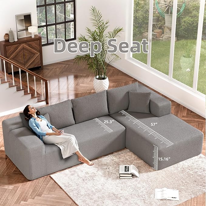 Cloud Sectional Couch, 104”L-Shape Oversized Sofa - Image 5