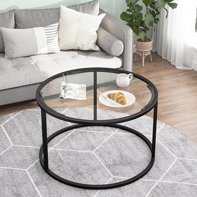 Round Coffee Table, Small Black Coffee Table - Image 6