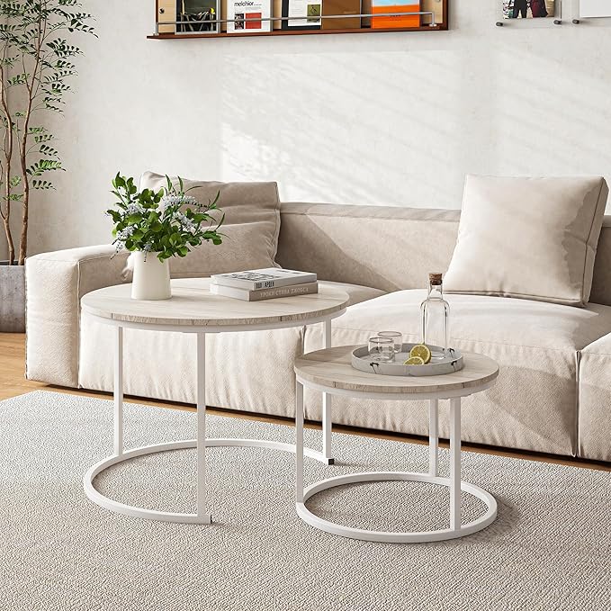 Round Coffee Table Set of 2 End Tables - Image 3