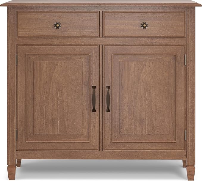 SIMPLIHOME Connaught 40-inch Wide Solid Wood Storage Cabinet in Medium Saddle - Image 5