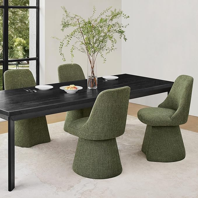 Swivel Dining Chair Mid Century Modern DeskChair High Back Upholstered Linen - Image 7