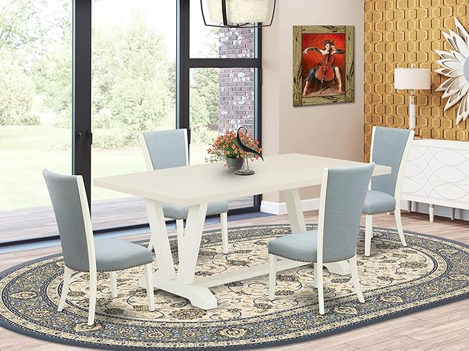 East West Furniture V027VE215-5 5 Piece Dining Table Set - Image 2