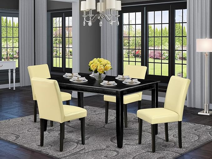 East West Furniture DUAB5-BLK-73 5 Piece Dining Room Table Set Includes a - Image 2
