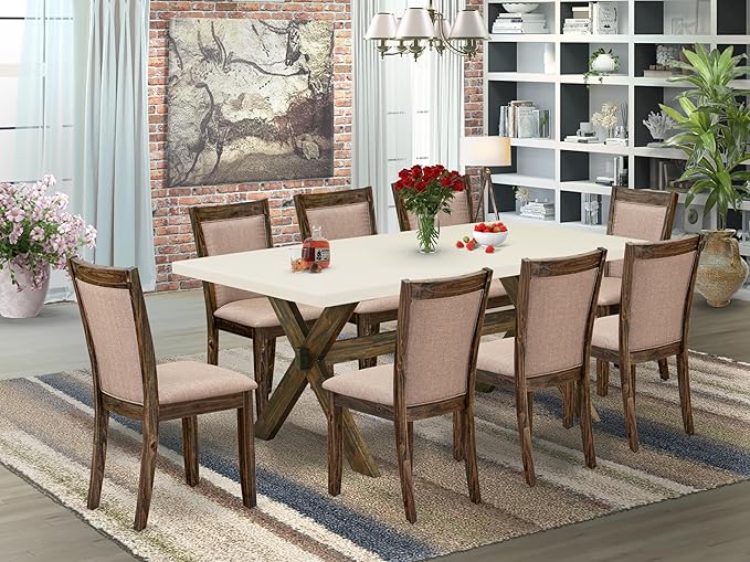 East West Furniture X727MZ716-9 9 Piece Dining Room Table Set Includes a - Image 2