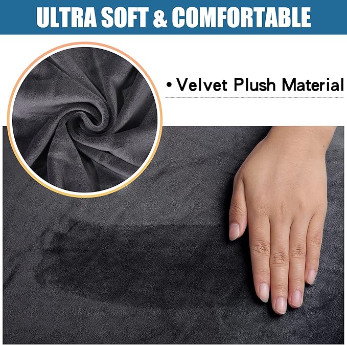 Smiry Velvet Seat Covers for Dining Room Chair Set of 2, Stretch Fit Removable - Image 2