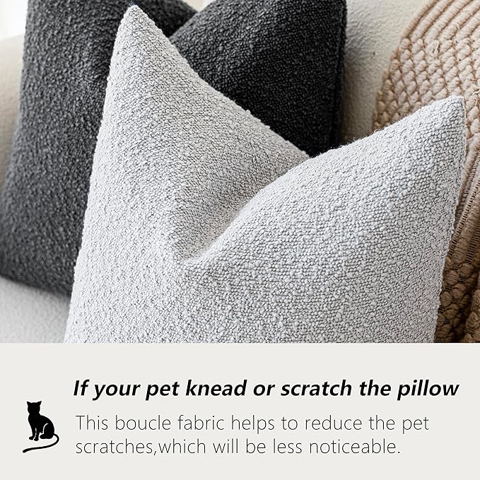 Foindtower Pack of 2 Textured Boucle Throw Pillow Covers Accent Solid - Image 4