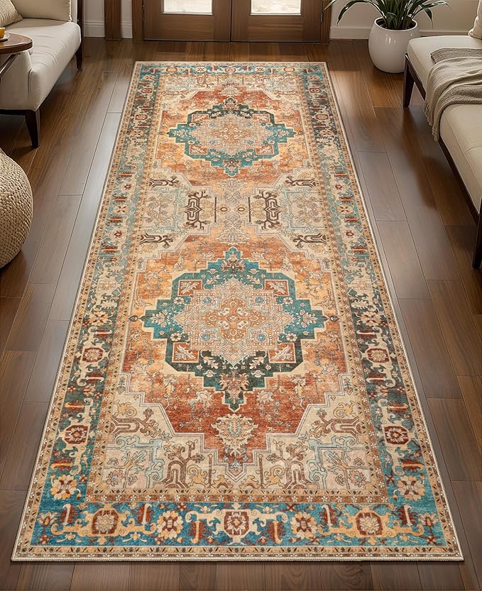 2x6 Washable Runner Rug for Hallways, Non Slip Vintage Rug, Soft Low Pile Long by Tangsoo