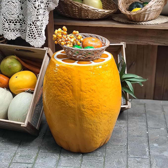 18" Orange Shaped Fruit-Inspired Side Table Orange Statue Indoor Outdoor Accent - Image 4
