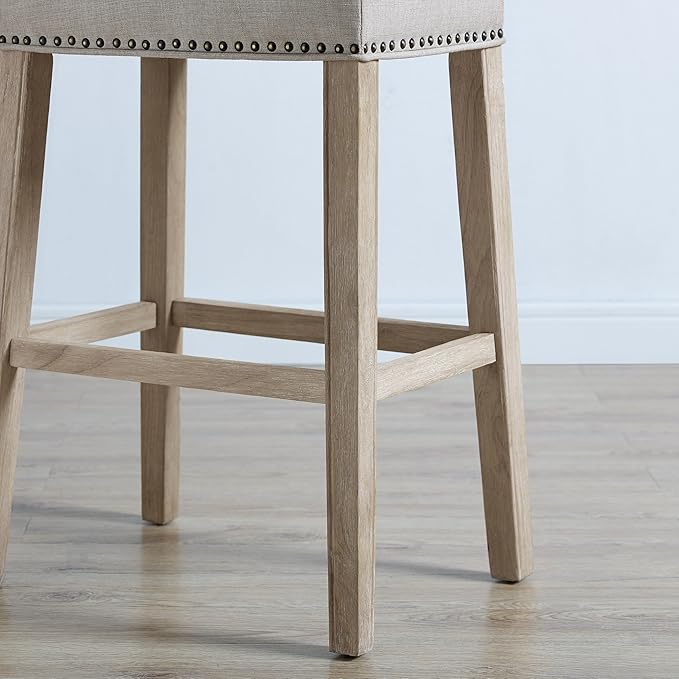 Roundhill Furniture Coco Upholstered Backless Saddle Seat Bar Stools 29" Height - Image 3