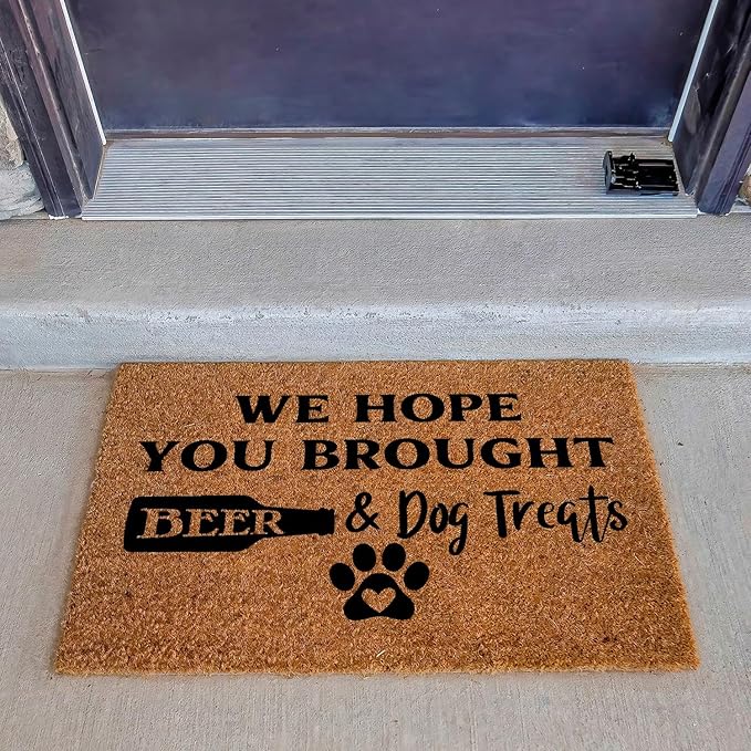 Funny Coir Doormat We Hope You Brought Beer & Dog Treats Front Door Mat - Image 3