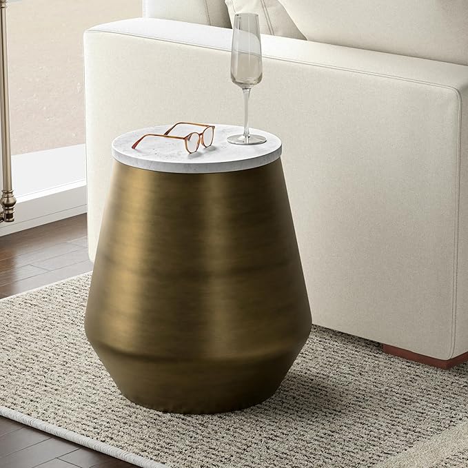 SIMPLIHOME Benning Modern Contemporary 16 inch Wide Metal Side Table in White - Image 2