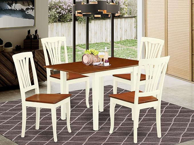 East West Furniture NDAV5-WHI-W 5 Piece Kitchen Table & Chairs Set Includes a - Image 2